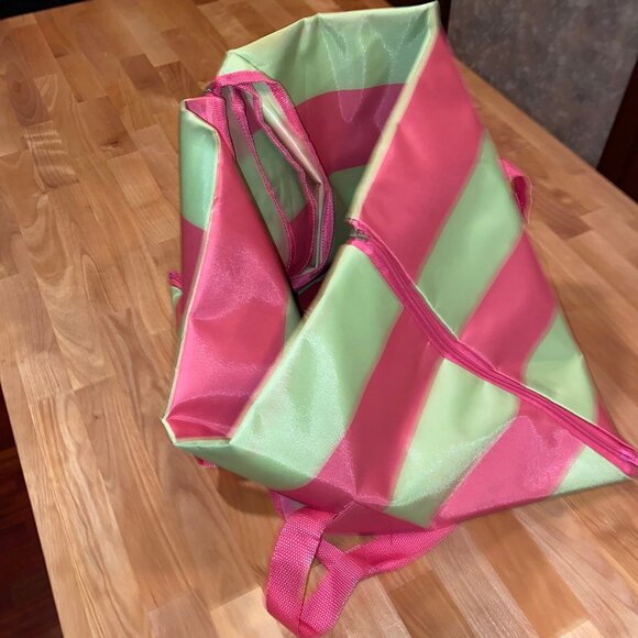 Ulta bright pink and yellow stripe 2 in 1 nylon beach travel tote bag NWT - Picture 5 of 5